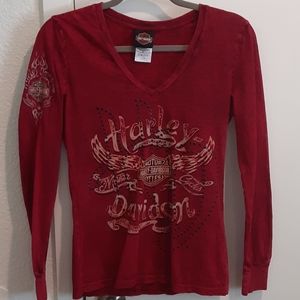 Harley Davidson Long sleeve Vneck tshirt